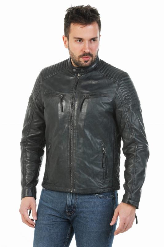 Męska kurtka skórzana Ron blue-grey - Sklep DAVID RYAN