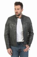 Męska kurtka skórzana Ron blue-grey - Sklep DAVID RYAN