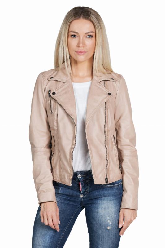 Damska kurtka skórzana Ramoneska Gina beige - Sklep DAVID RYAN