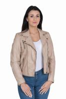 Damska kurtka skórzana Ramoneska Gina beige - Sklep DAVID RYAN