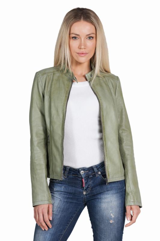 Damska kurtka skórzana MIA  light green - Sklep DAVID RYAN