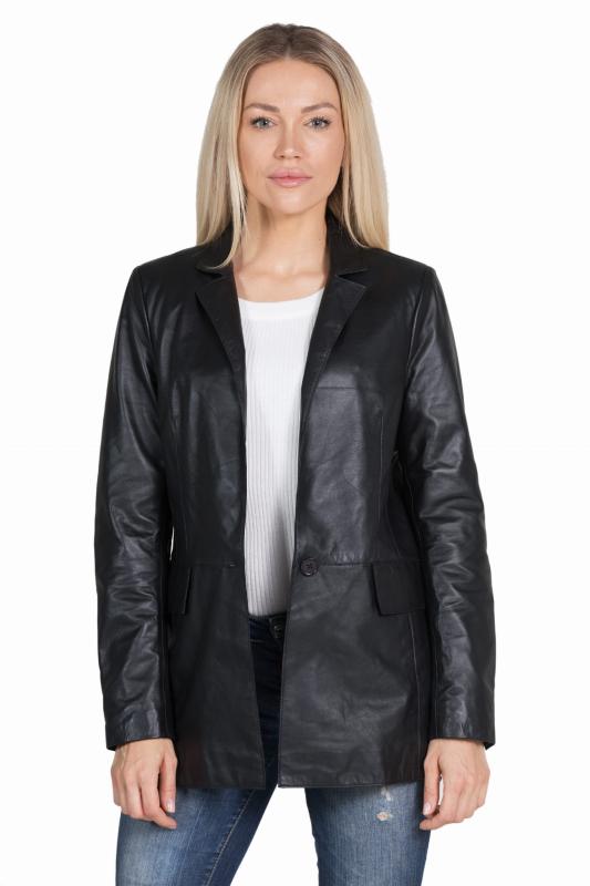 Damska kurtka skórzana, płaszcz STELLA black - Sklep DAVID RYAN