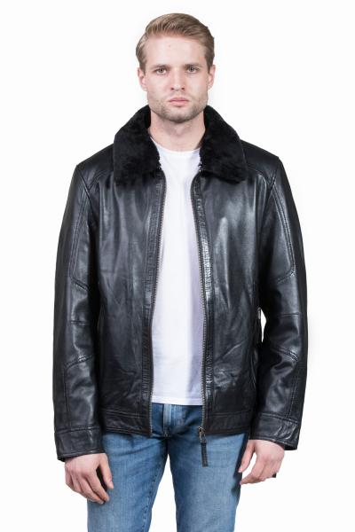 Męska kurtka skórzana z kołnierzem CARLO