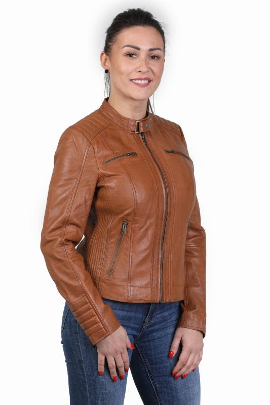 Damska kurtka skórzana LAURA cognac - Sklep DAVID RYAN