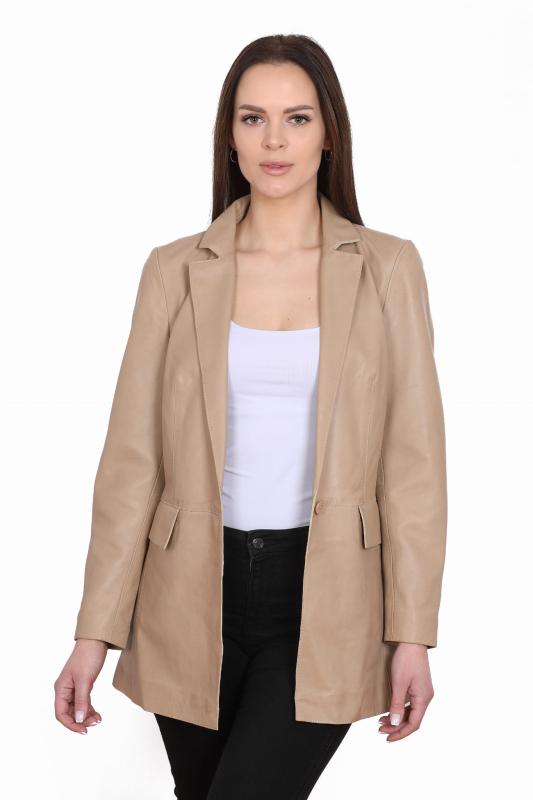 Damska kurtka skórzana, płaszcz STELLA beige - Sklep DAVID RYAN