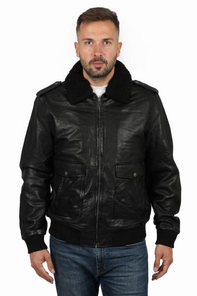 Skórzana kurtka lotnicza, pilotka - COCKPIT black