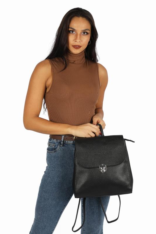 PLECAK SKÓRZANY DR-008-3 CZARNY    - Sklep DAVID RYAN