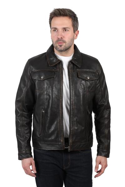 Męska kurtka skórzana z kołnierzem ROCCO  rub off
