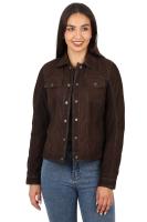 Damska kurtka skórzana,  EMMA nubuk brown - Sklep DAVID RYAN