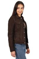Damska kurtka skórzana,  EMMA nubuk brown - Sklep DAVID RYAN