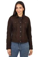 Damska kurtka skórzana,  EMMA nubuk brown - Sklep DAVID RYAN