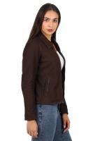 Damska kurtka skórzana,  FRIDA  nubuk brown - Sklep DAVID RYAN
