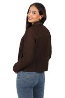 Damska kurtka skórzana,  FRIDA  nubuk brown - Sklep DAVID RYAN