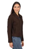Damska kurtka skórzana,  FRIDA  nubuk brown - Sklep DAVID RYAN
