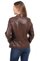 Skórzana kurtka damska KELLY (brown) - stylowy brąz, wysoka jakość i komfort