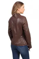 Skórzana kurtka damska KELLY (brown) - stylowy brąz, wysoka jakość i komfort