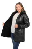 Damska kurtka skórzana, parka  ROMA black - Sklep DAVID RYAN