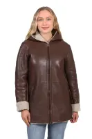 Damska kurtka skórzana, parka  ROMA brown - Sklep DAVID RYAN