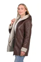 Damska kurtka skórzana, parka  ROMA brown - Sklep DAVID RYAN