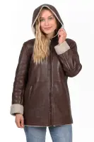 Damska kurtka skórzana, parka  ROMA brown - Sklep DAVID RYAN