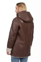Damska kurtka skórzana, parka  ROMA brown - Sklep DAVID RYAN