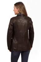Damska kurtka skórzana, parka CARLA brown - Sklep DAVID RYAN